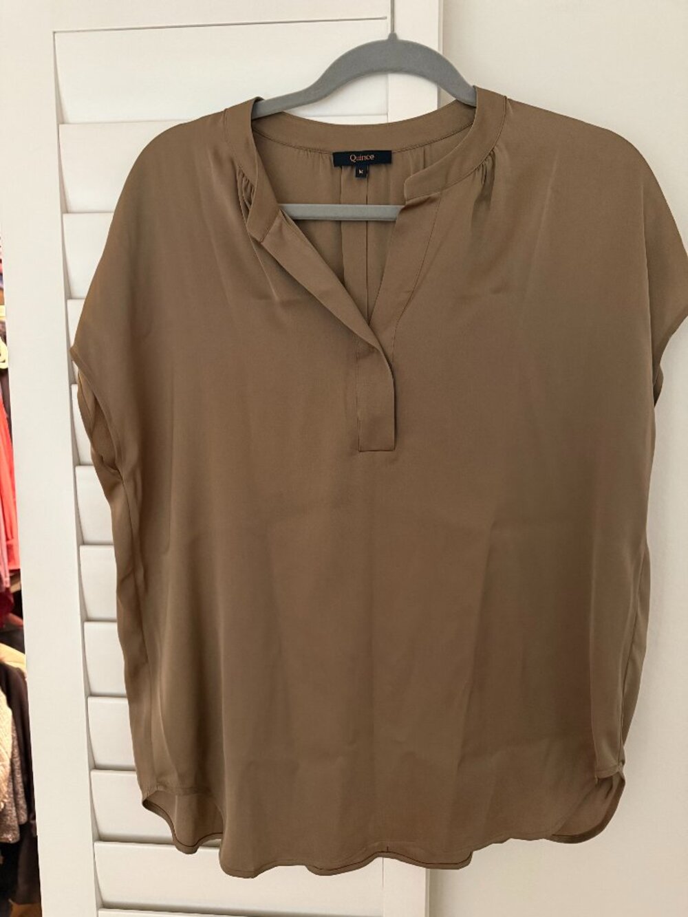 Quince Washable Stretch Silk Dolman Sleeve Blouse